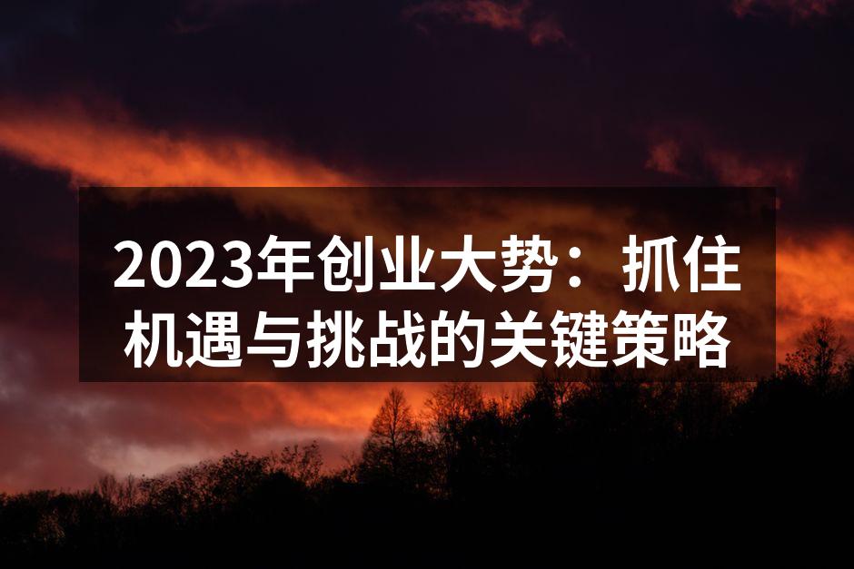 2023年创业大势：抓住机遇与挑战的关键策略